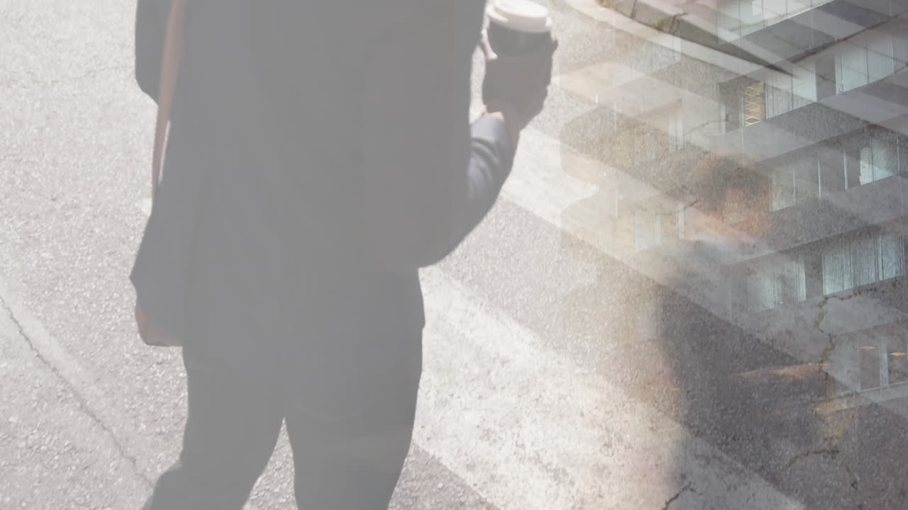 사람과 도시 풍경에 대한 금융 데이터 처리 애니메이션