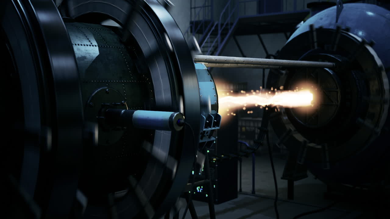 Rocket propulsion system in a laboratory during an engineering experiment