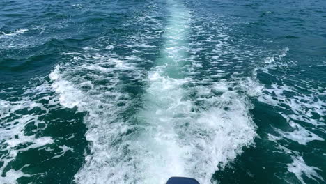 trail on the water behind the fast moving motor boat goa india