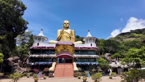 giant golden buddha statue at dambulla temple, sri lanka