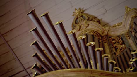 rare restored antique pipe organ detail from a old sanctuary