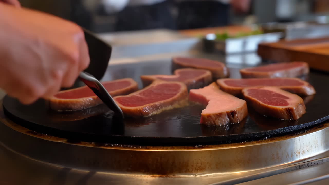 Cooking Meat on a Hot Griddle