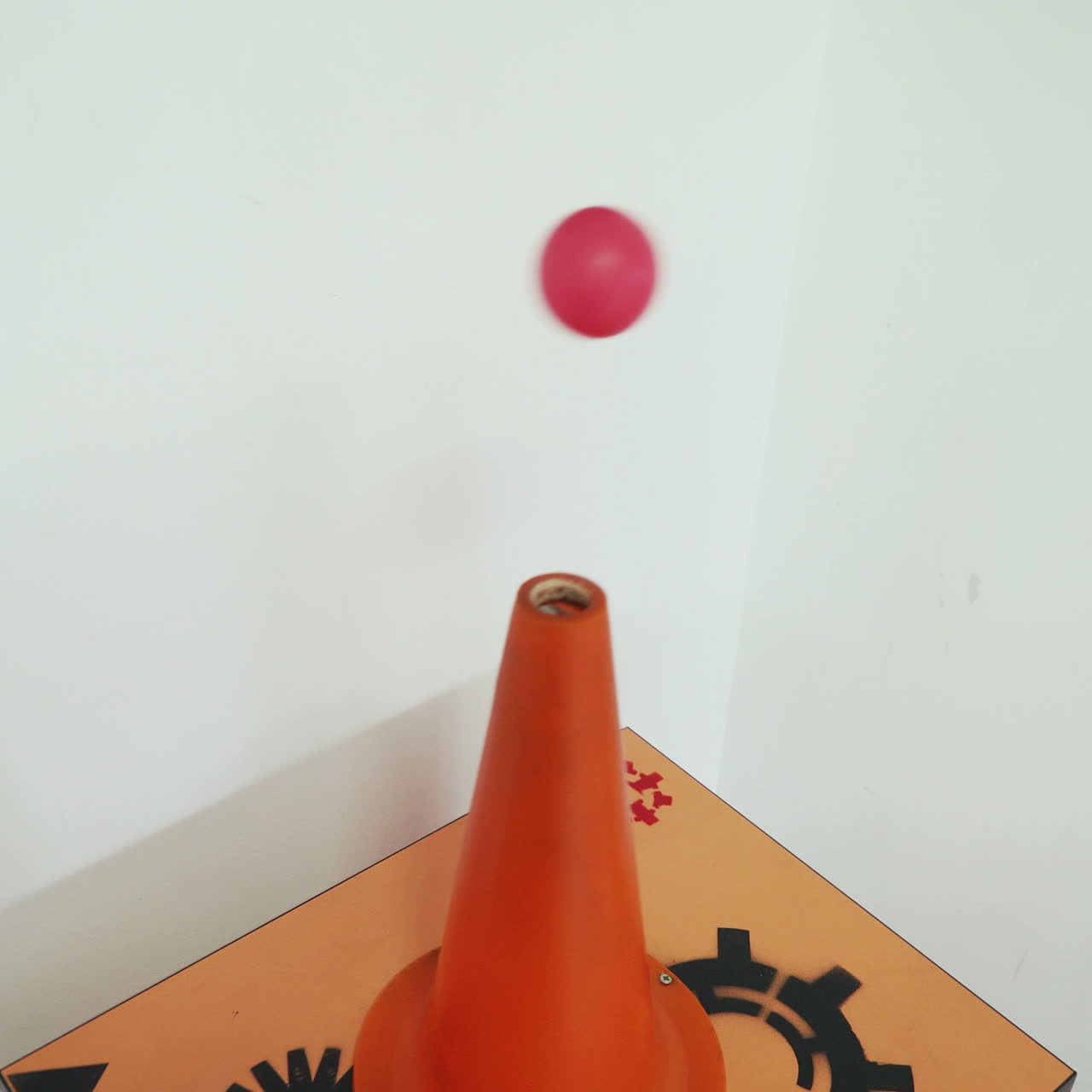 Ball flying over the air flow. Museum of entertaining sciences