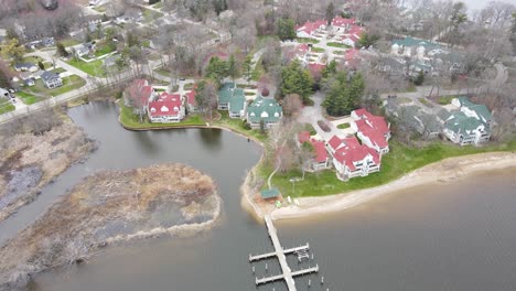 condominiums in rainy weather, early spring