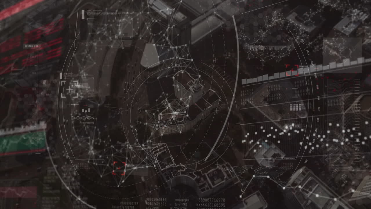 데이터 처리 및 도시 풍경에 대한 연결 네트워크의 애니메이션