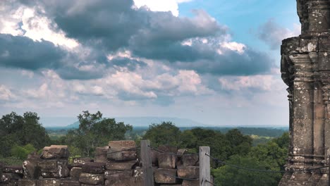 time lapse of the cloudy sky at bakheng temple cambodia