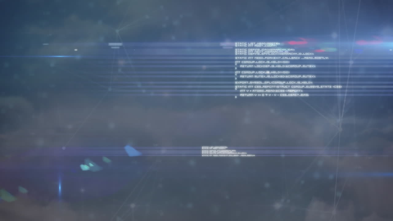 Animation of data processing with network of connections