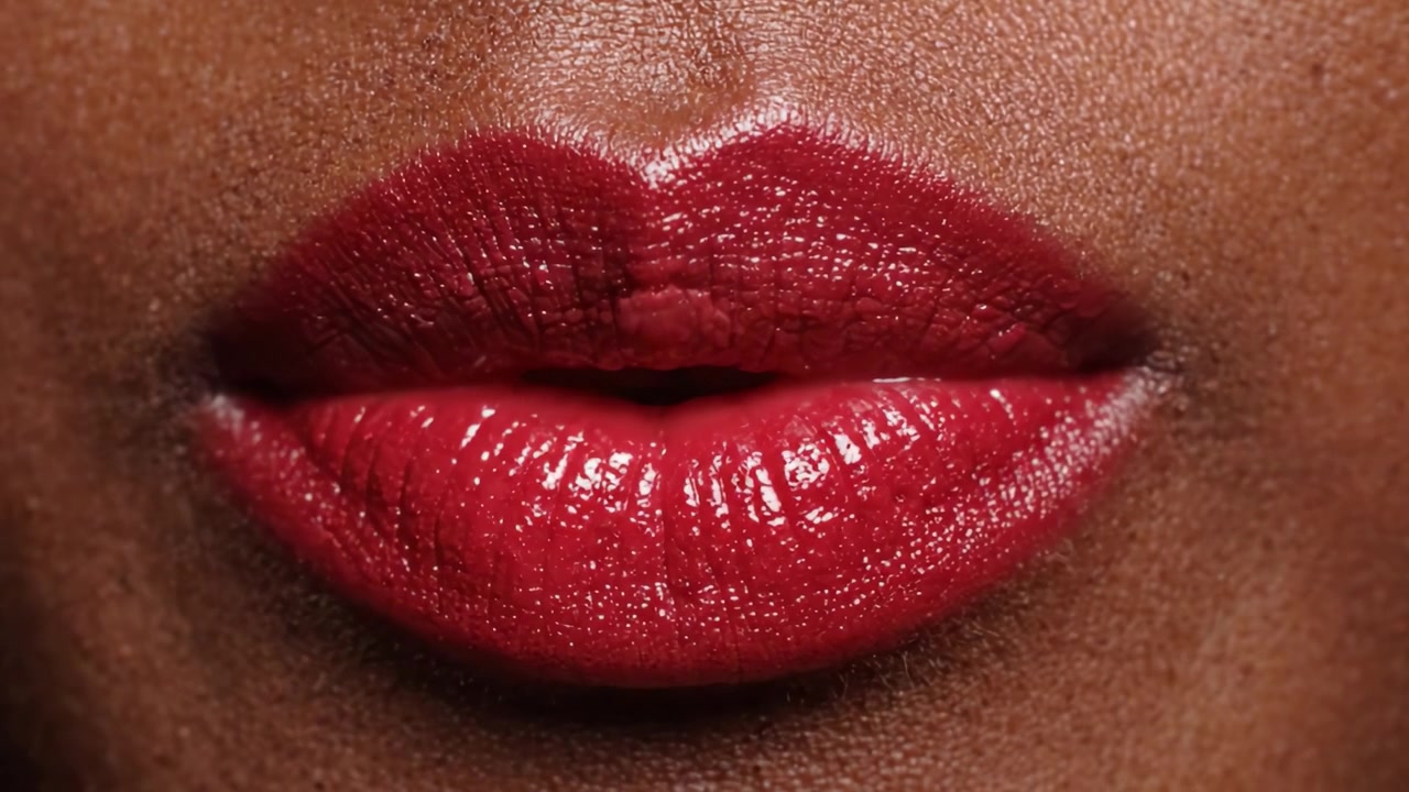 A Close-Up Exploration of Vibrant Lip Color and Glossy Texture in Diverse Skin Tones, Capturing the Allure of Modern Beauty Trends in Makeup Artistry