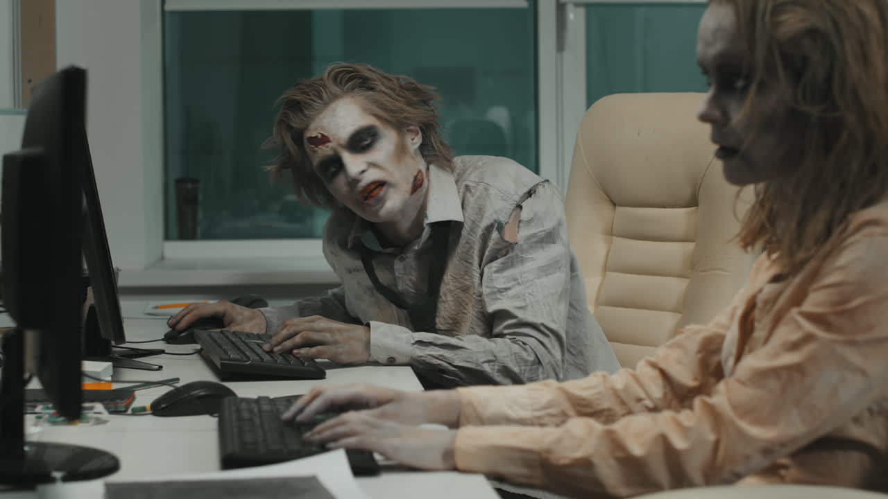 Mindless Zombies Working in Office