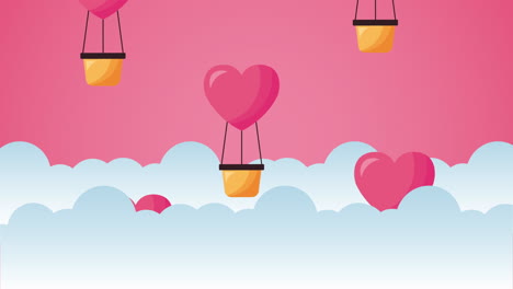 valentines day animated card with balloons air hot hearts