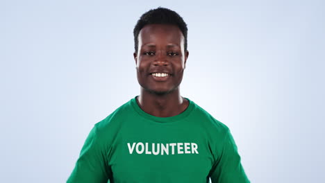 Volunteer-shirt,-happy-black-man