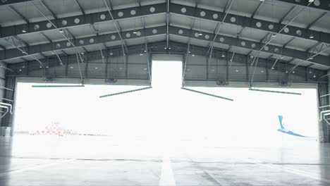 airport hangar with open doors