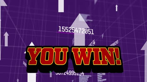 You-win-text-over-multiple-changing-numbers-and-arrow-moving-upwards-against-purple-background