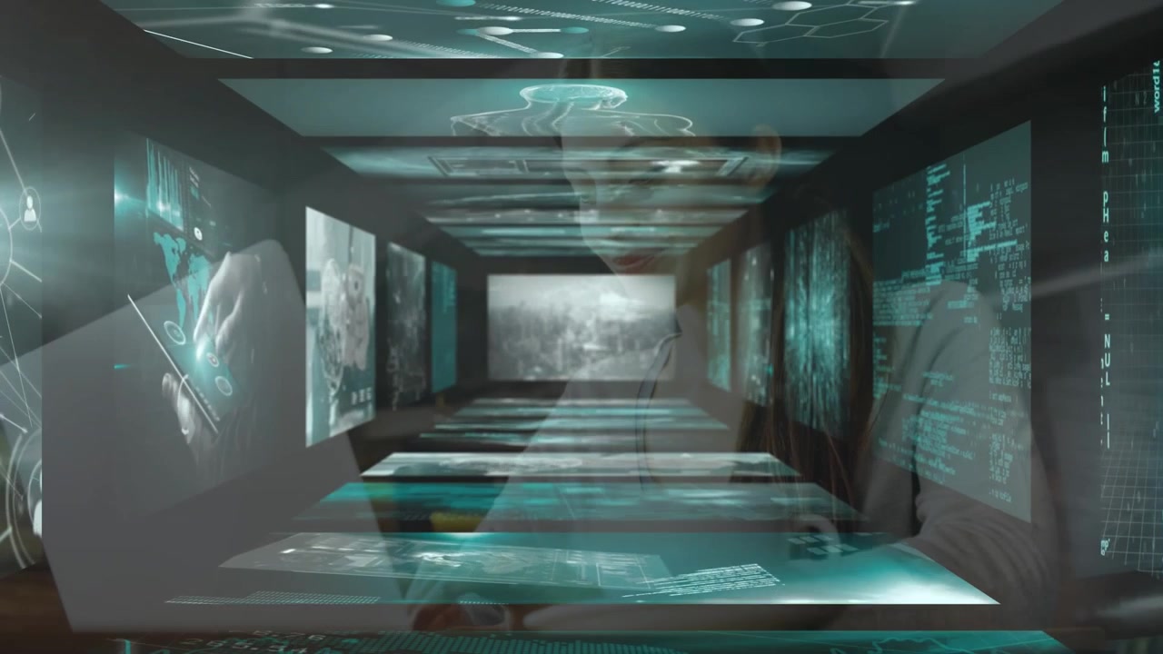 Animation of data processing over caucasian woman using laptop