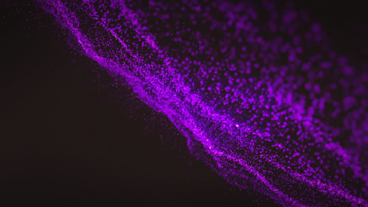 Animation of glowing light purple mesh moving on seamless loop on black background