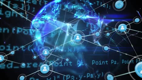 animación de la red de conexiones en todo el mundo y procesamiento de datos