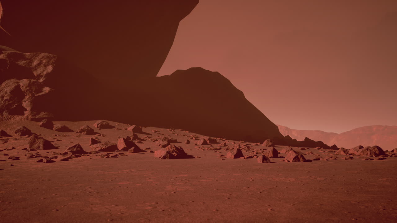 Red planet with arid landscape