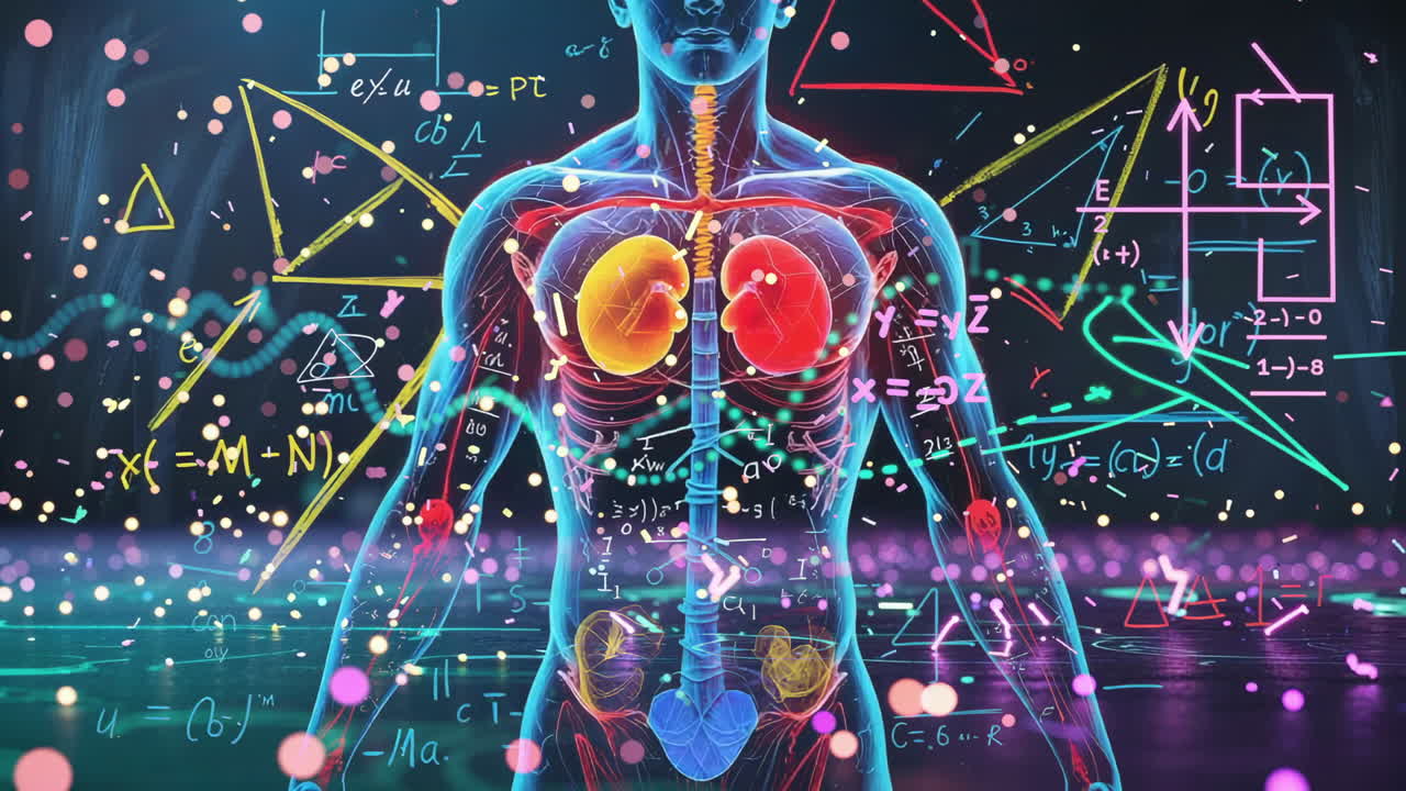 Digital Human Anatomy with Mathematical Formulas and Scientific Data