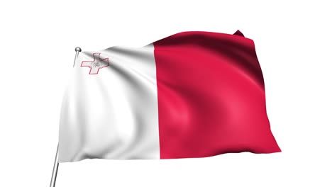 bandera de malta con estructura de tela en el viento (canal alfa, en bucle)