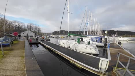 boats, sailing ships, moored on the harbor of bowness-on-windermere