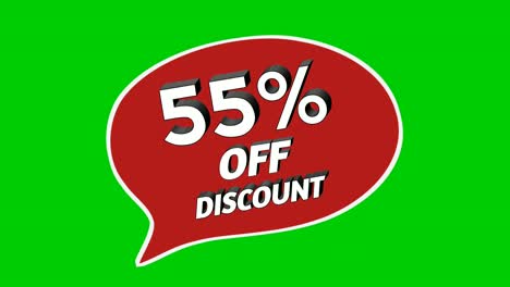 descuento de venta 55% por ciento pegatinas animación gráficos de movimiento