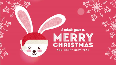 feliz tarjeta de navidad con el pequeño conejo