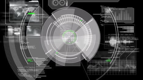 animación de escaneos y procesamiento de datos a través de una pantalla digital