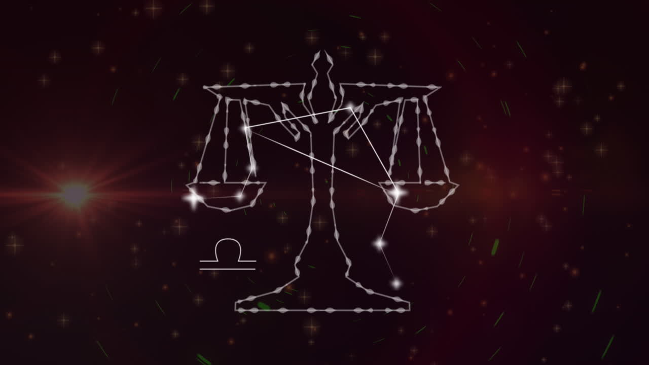 animación del signo de la estrella libra en nubes de humo en el fondo.