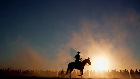 cowboy silhouette at sunset