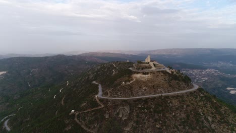 Church-on-Mountain-Top.-Mountain-Landscape-Aerial-View