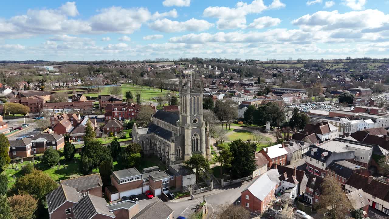 St Marys Church Andover UK drone,aerial 4K footage