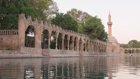 balikligol, pool of sacred fish, pool of abraham, sanliurfa turkey.static view architectural monuments of urfa city. famous travel destination in turkey