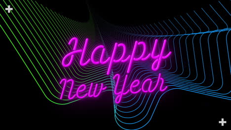 Happy-New-Year-text-animation-over-neon-wave-lines-on-black-background