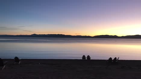 Beautiful-lake-sunset-in-Incline-Village,-Lake-Tahoe-