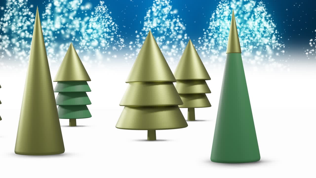 Animation of light spots over christmas decorations on blue background