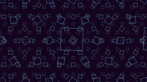 Geometric-blue-pattern-on-dark-background-squares,-rectangles,-and-grid-design