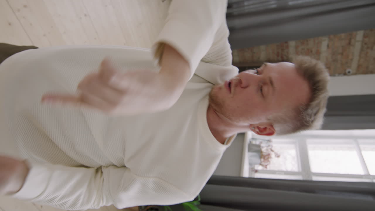 Vertical Close Up of Man Dancing