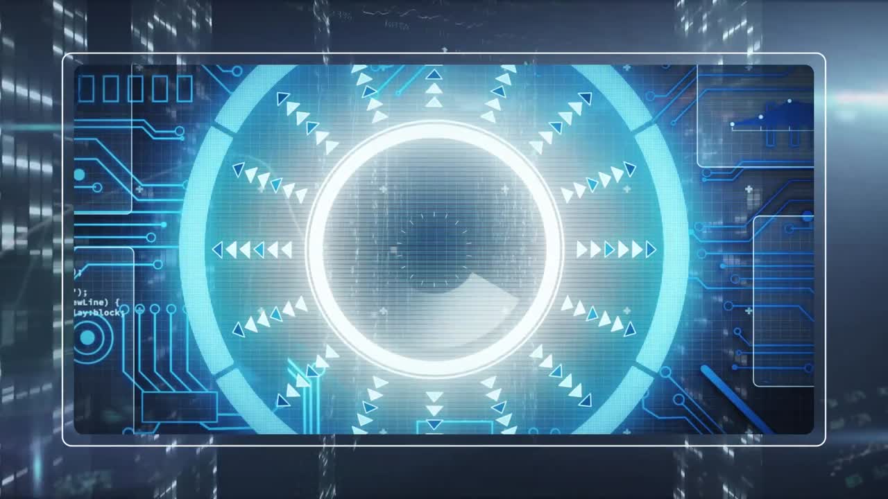 움직이는 기둥 위에서 범위 스캐닝과 함께 데이터 처리 애니메이션