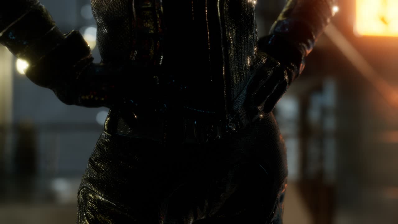 mujer joven de estilo cyberpunk futurista con luces de neón bokeh