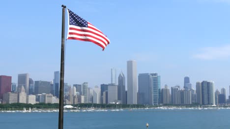 bandeira dos eua e horizonte de chicago 2