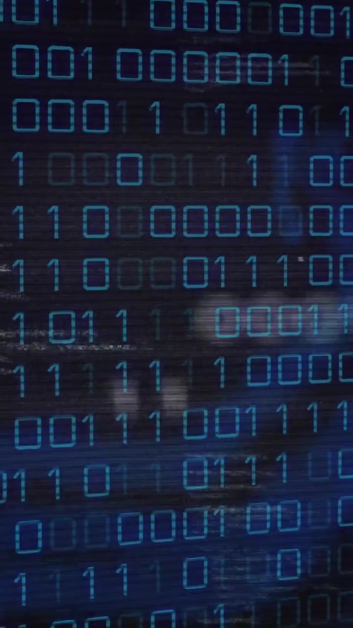 Animation of data processing over black background