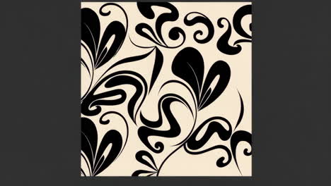 abstract black and off-white floral swirl pattern