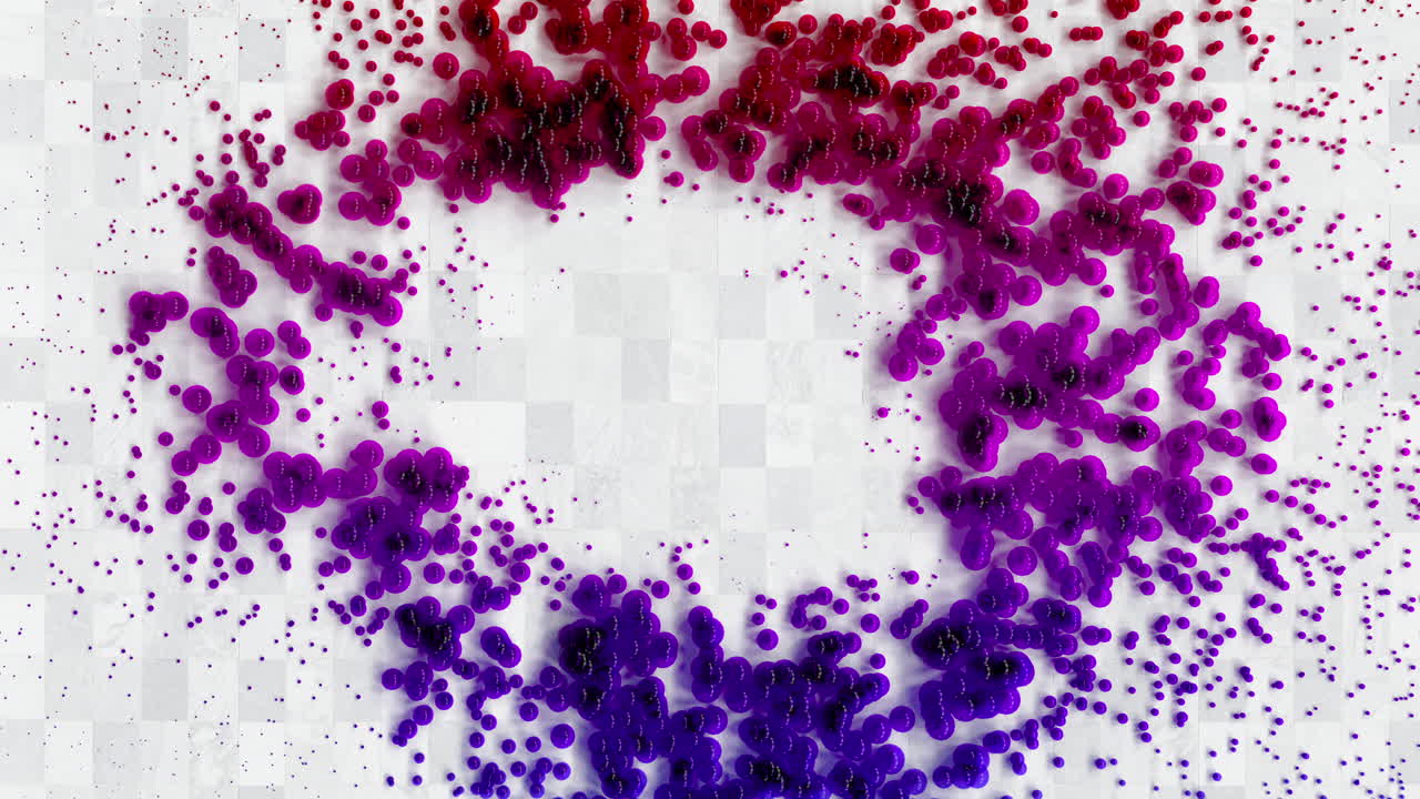 Spread of colorful bubbles on white floor, 3d rendering.