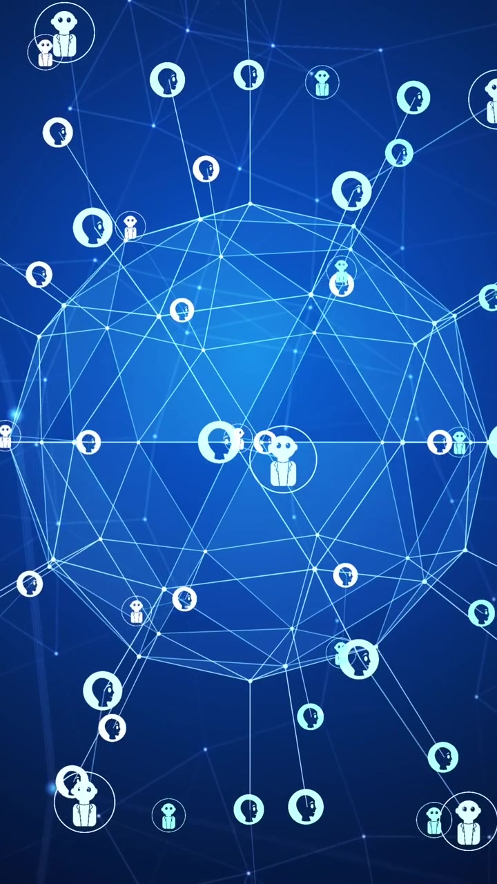 Animazione di elaborazione dati AI su globo con connessioni e icone