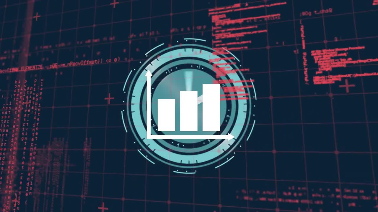 Animation of data processing and clock moving fast over gird