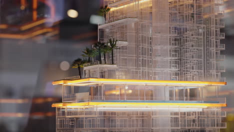 architectural model of a modern skyscraper