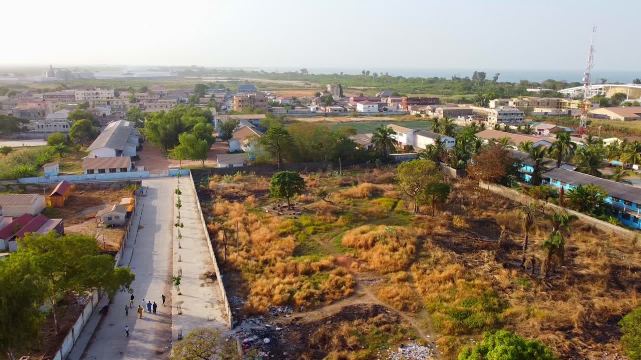 Banjul capital city of The Gambia. Aerial view at sunset