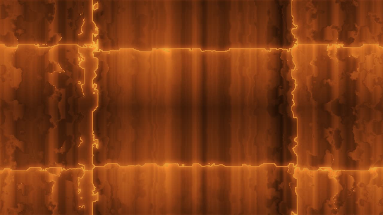 Nízkopolygonová oranžová animace plamenům podobných vnořených energetických obdélníků rotujících po směru hodinových ručiček