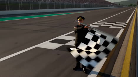 Race Finish Line with Checkered Flag