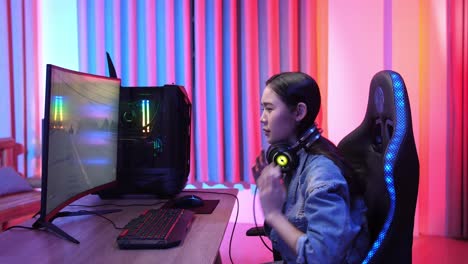 young asian gamer lost